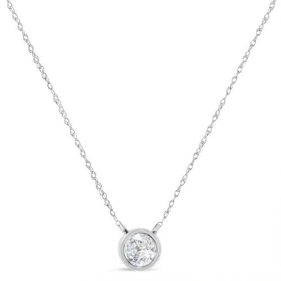 Haus Of Brilliance 14k White Gold 1/2 Cttw Lab Grown Diamond Modern Bezel-set Solitaire 16"-18" Pend In Metallic