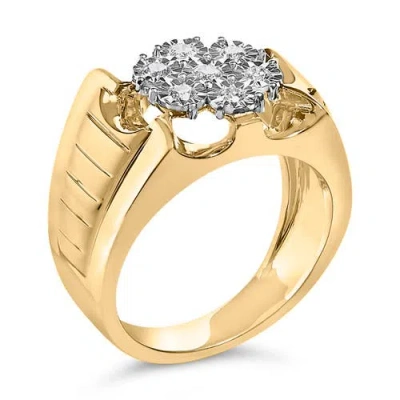 Haus Of Brilliance 14k Yellow Gold Plated .925 Sterling Silver 1/3 Cttw Miracle-set Floral Diamond C