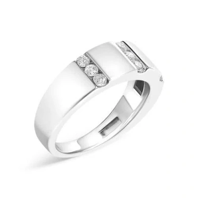 Haus Of Brilliance Men's .925 Sterling Silver 1/2 Cttw Diamond Triple Three Stone Row Band Ring In White