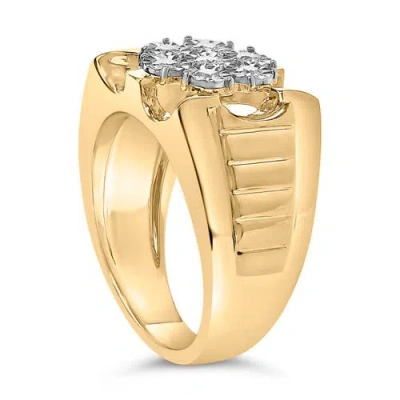 Haus Of Brilliance 14k Yellow Gold Plated .925 Sterling Silver 1/3 Cttw Miracle-set Floral Diamond C