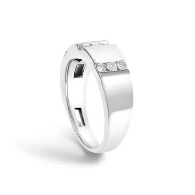 Haus Of Brilliance Men's .925 Sterling Silver 1/2 Cttw Diamond Triple Three Stone Row Band Ring In White