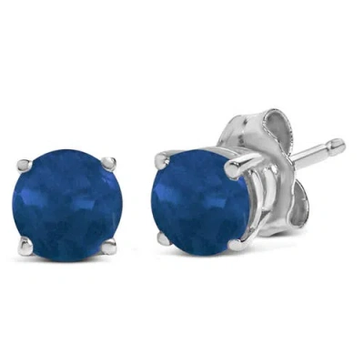 Haus Of Brilliance 14k Gold 5x5mm Round Birthstone Solitaire Stud Earrings In Blue
