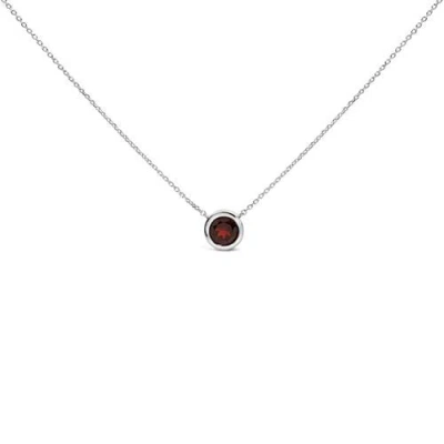 Haus Of Brilliance .925 Sterling Silver 7mm Bezel Set Created Gemstone Pendant Necklace In Red