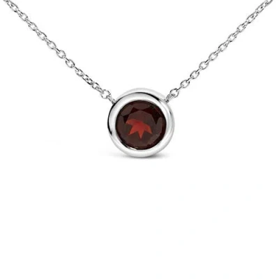 Haus Of Brilliance .925 Sterling Silver 7mm Bezel Set Created Gemstone Pendant Necklace In Red