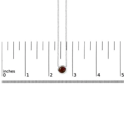 Haus Of Brilliance .925 Sterling Silver 7mm Bezel Set Created Gemstone Pendant Necklace In Red