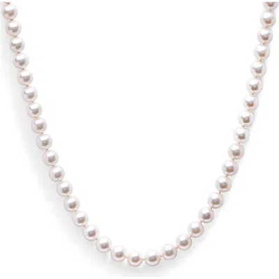Haus Of Brilliance 14k Gold 8.0x8.5mm Akoya Pearl Strand Necklace In Metallic