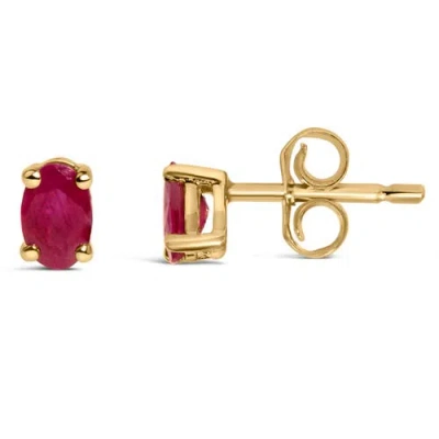Haus Of Brilliance Colorful Gemstones 14k 0.74 Ct. Tw. Ruby Stud Earrings In Gold