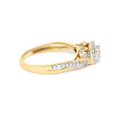 Haus Of Brilliance 10k Yellow Gold 1/10 Cttw Diamond Composite Halo Engagement Ring In Yellow
