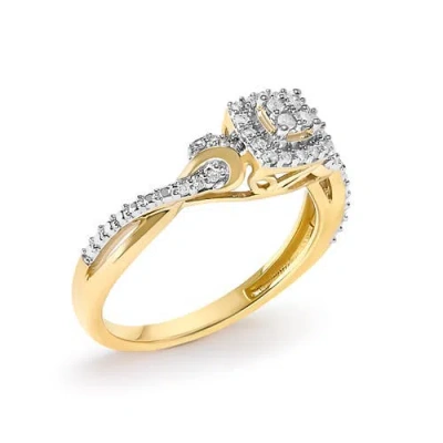 Haus Of Brilliance 10k Yellow Gold 1/10 Cttw Diamond Composite Halo Engagement Ring In Yellow