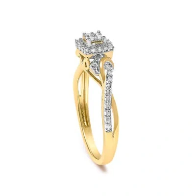 Haus Of Brilliance 10k Yellow Gold 1/10 Cttw Diamond Composite Halo Engagement Ring In Yellow