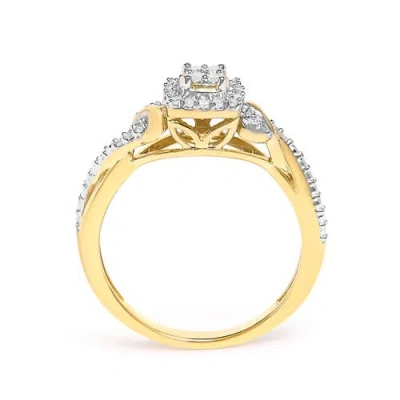 Haus Of Brilliance 10k Yellow Gold 1/10 Cttw Diamond Composite Halo Engagement Ring In Yellow