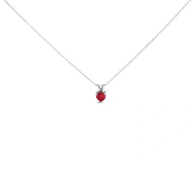 Haus Of Brilliance 14k Gold 5x5 Mm Heart Shaped Gemstone Solitaire Pendant Necklace In Red