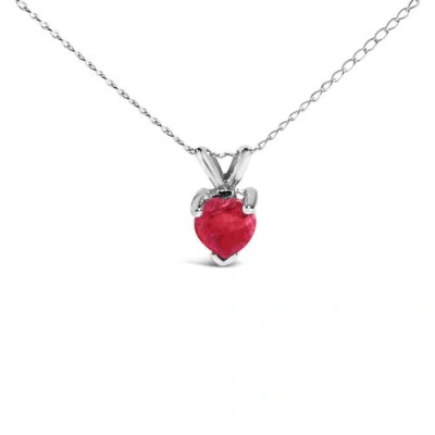 Haus Of Brilliance 14k Gold 5x5 Mm Heart Shaped Gemstone Solitaire Pendant Necklace In Red