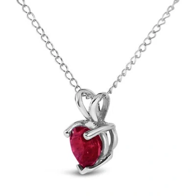 Haus Of Brilliance 14k Gold 5x5 Mm Heart Shaped Gemstone Solitaire Pendant Necklace In Red