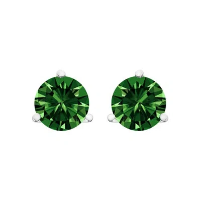 Haus Of Brilliance 14k White Gold 1.0 Cttw 3-prong Martini Set Lab Grown Green Diamond Solitaire Stu In Metallic