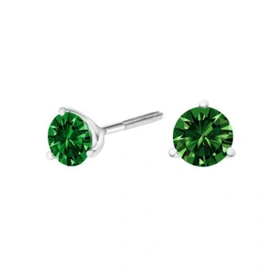 Haus Of Brilliance 14k White Gold 1.0 Cttw 3-prong Martini Set Lab Grown Green Diamond Solitaire Stu In Metallic