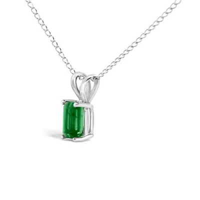 Haus Of Brilliance 14k Gold 6x4mm Emerald Cut Gemstone Solitaire Pendant Necklace In Green