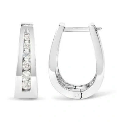 Haus Of Brilliance 14k White Gold 1/4 Ct Channel- Set Diamond Hoop Earrings In White