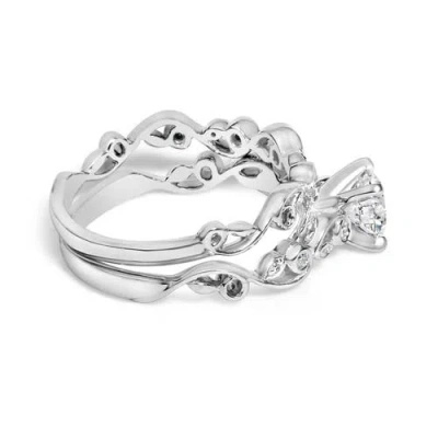 Haus Of Brilliance 14k White Gold Lab Grown Diamond 1.0 Cttw Vintage Style Engagement Ring And Band Set In Neutral
