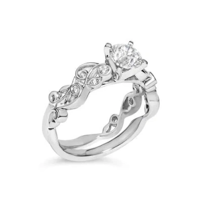 Haus Of Brilliance 14k White Gold Lab Grown Diamond 1.0 Cttw Vintage Style Engagement Ring And Band Set In Neutral