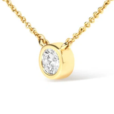 Haus Of Brilliance 14k Gold 1/3 Cttw Lab Grown Diamond Modern Bezel-set Solitaire Pendant Necklace In Gold