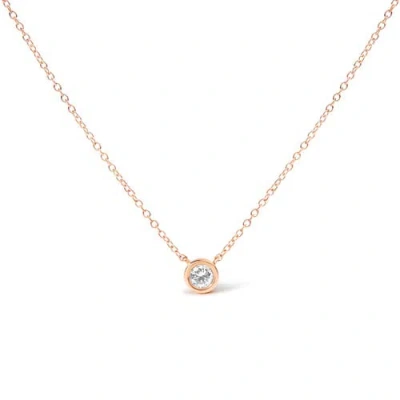 Haus Of Brilliance 10k Gold 1/10 Cttw Diamond Bezel-set Solitaire Pendant Necklace In Pink