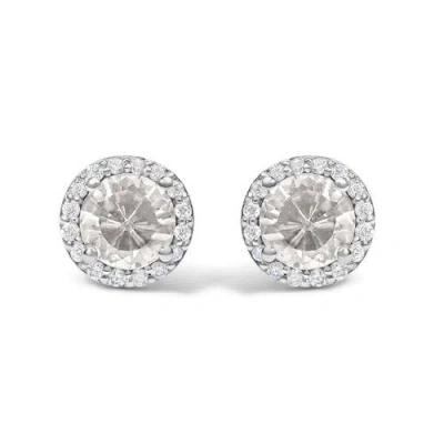 Haus Of Brilliance 10k Gold Gemstone And 1/6 Cttw Diamond Halo Stud Earring In Metallic