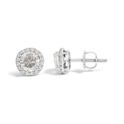 Haus Of Brilliance 10k Gold Gemstone And 1/6 Cttw Diamond Halo Stud Earring In Metallic