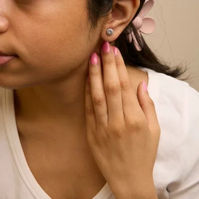 Haus Of Brilliance 10k Gold Gemstone And 1/6 Cttw Diamond Halo Stud Earring In Metallic