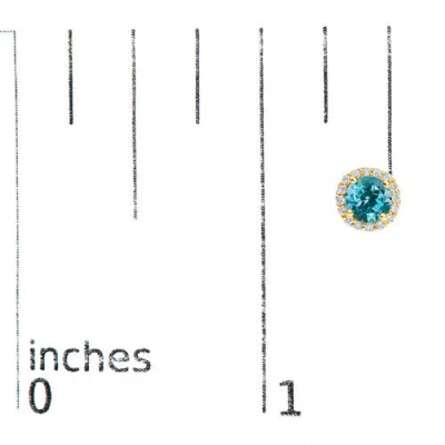 Haus Of Brilliance 10k Gold Gemstone And 1/6 Cttw Diamond Halo Stud Earring In Blue