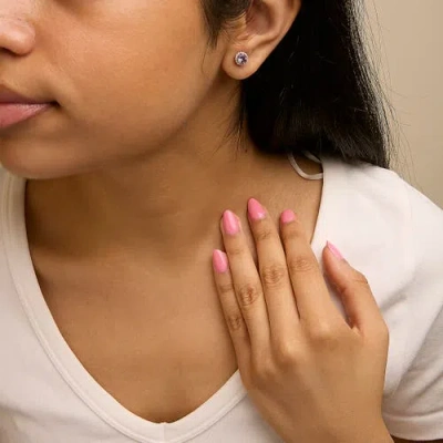 Haus Of Brilliance 10k Gold Gemstone And 1/6 Cttw Diamond Halo Stud Earring In Purple