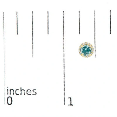 Haus Of Brilliance 10k Gold Gemstone And 1/6 Cttw Diamond Halo Stud Earring In Blue