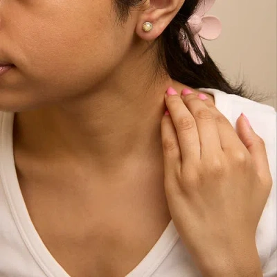 Haus Of Brilliance 10k Gold Gemstone And 1/6 Cttw Diamond Halo Stud Earring In Pink