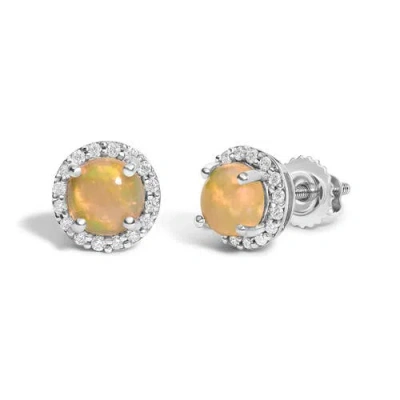 Haus Of Brilliance 10k Gold Gemstone And 1/6 Cttw Diamond Halo Stud Earring In Gold