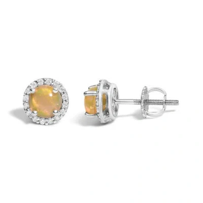 Haus Of Brilliance 10k Gold Gemstone And 1/6 Cttw Diamond Halo Stud Earring In Gold