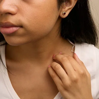 Haus Of Brilliance 10k Gold Gemstone And 1/6 Cttw Diamond Halo Stud Earring In Red