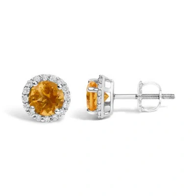Haus Of Brilliance 10k Gold Gemstone And 1/6 Cttw Diamond Halo Stud Earring