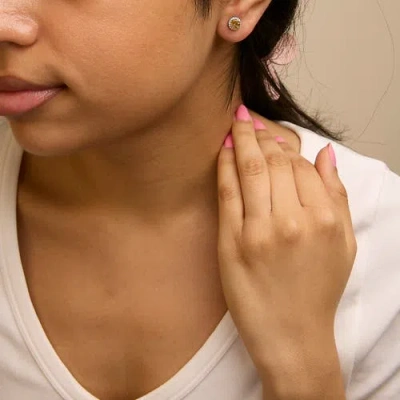 Haus Of Brilliance 10k Gold Gemstone And 1/6 Cttw Diamond Halo Stud Earring