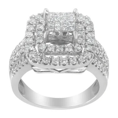 Haus Of Brilliance 14kt White Gold Diamond Cocktail Ring In Silver