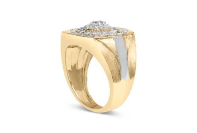 Haus Of Brilliance 10k Yellow Gold 1 1/2 Cttw Diamond Cluster And Halo Signet Men's Ring (k-l Color