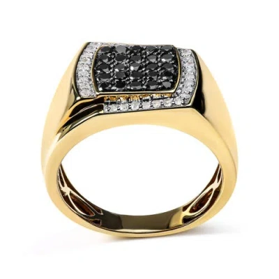 Haus Of Brilliance 10k Yellow Gold 1.00 Cttw Cushion Cluster Black And White Diamond Statement Ring