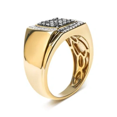 Haus Of Brilliance 10k Yellow Gold 1.00 Cttw Cushion Cluster Black And White Diamond Statement Ring