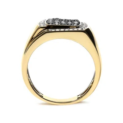 Haus Of Brilliance 10k Yellow Gold 1.00 Cttw Cushion Cluster Black And White Diamond Statement Ring