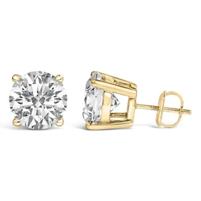 Haus Of Brilliance 14k Yellow Gold 4.0 Cttw Round Lab Grown Diamond Solitaire Stud Earrings With Scr In Gold