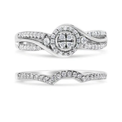 Haus Of Brilliance .925 Sterling Silver 1/3 Cttw Composite Diamond Frame Bypass Bridal Set Ring And Band In Metallic