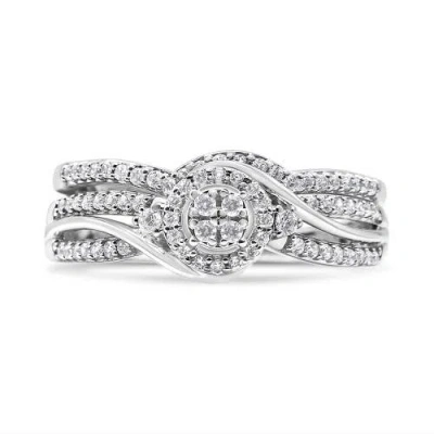 Haus Of Brilliance .925 Sterling Silver 1/3 Cttw Composite Diamond Frame Bypass Bridal Set Ring And Band In Metallic