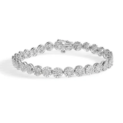 Haus Of Brilliance 14k White Gold 2.00 Cttw Diamond Halo Link Tennis Bracelet In Metallic