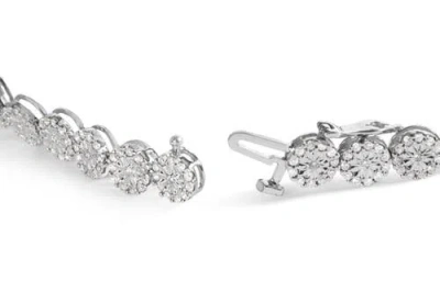 Haus Of Brilliance 14k White Gold 2.00 Cttw Diamond Halo Link Tennis Bracelet In Metallic