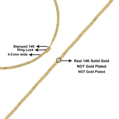 Haus Of Brilliance Semi-solid 14k Yellow Gold 4.5mm Miami Cuban Chain Necklace In Gold