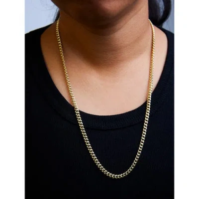 Haus Of Brilliance Semi-solid 14k Yellow Gold 4.5mm Miami Cuban Chain Necklace In Gold